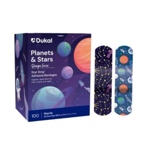 Adhesive Strip Designer Series with Stat Strip Technology 3/4 X 3 Inch Plastic Rectangle Kid Design (Planets / Stars) Sterile