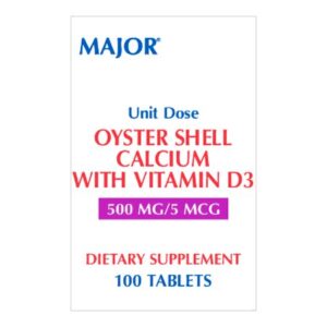 Vitamin Supplement Major Oyster Shell / Calcium / Vitamin D 200 IU Strength Tablet 100 per Bottle