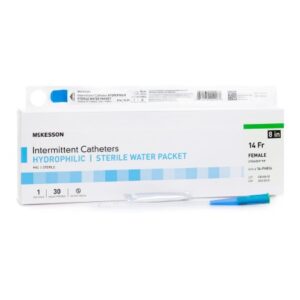 Urethral Catheter McKesson Straight Tip Hydrophilic Coated PVC 14 Fr. 8 Inch