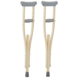 Underarm Crutches Sammons Preston Adult 5 Foot 5 Inch to 6 Foot 6 Inch User Height Wood Frame 350 lbs. Weight Capacity