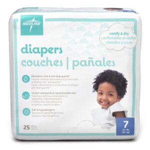 Unisex Baby Diaper Medline Size 7 Disposable Heavy Absorbency