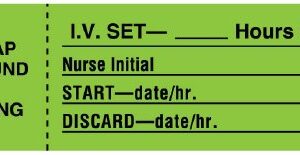 Pre-Printed Label UAL Anesthesia Label Green Paper IV Set_Hours Only Black Syringe Label 1 X 3 Inch