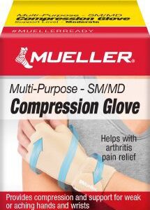 Compression Glove Mueller Compression & Support Gloves Fingerless Small / Medium Over-the-Wrist Length Ambidextrous
