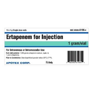 Ertapenem Sodium 1 Gram Intramuscular or Intravenous Injection