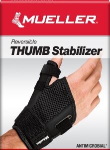 Thumb Stabilizer Mueller Sport Care Adult One Size Fits Most D-Ring / Hook and Loop Strap Closure Left Hand Black