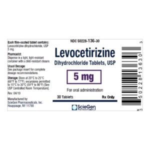 Levocetirizine dihydrochloride 5 mg Tablet 30 Tablets