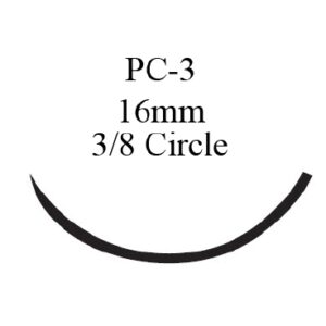 Nonabsorbable Suture with Needle Prolene Polypropylene PC-3 3/8 Circle Precision Conventional Cutting Needle Size 5-0 Monofilament