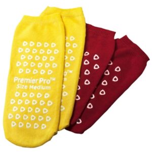 Risk Management Slipper Socks PremierPro Unisex Adult Large Double Tread Single Patient Use Yellow