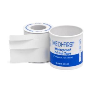 Waterproof Medical Tape Medi-First White 3/8 / 5/8 / 1 Inch X 5 Yard Adhesive NonSterile
