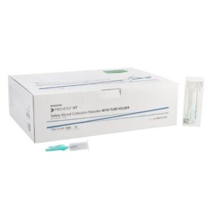 McKesson Prevent HT Blood Collection Needle with Holder 21 Gauge 1-1/4 Inch Needle Length Safety Needle Without Tubing Sterile