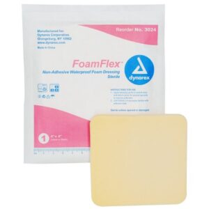 Foam Dressing FoamFlex 4 X 4 Inch Without Border Film Backing Nonadhesive Square Sterile