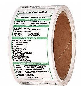 Pre-Printed Label Laboratory Use Green / White Vinyl Chemical Name Black Lab / Specimen 2 X 4 Inch