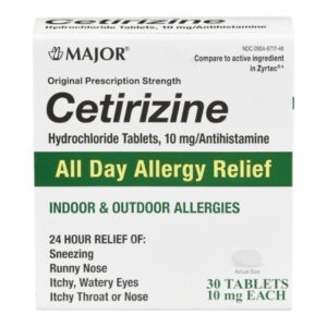 Major Cetirizine HCl 10 mg Tablet 30 Tablets