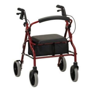 4 Wheel Rollator Zoom 22 Red Adjustable Height / Folding Aluminum Frame