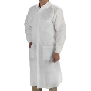 Lab Coat LabMates White Small Knee Length SMS Disposable