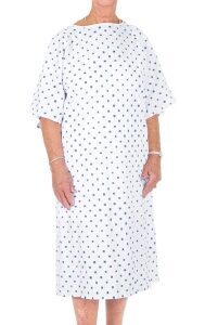 Patient Exam Gown One Size Fits Most White Print Reusable