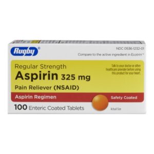 Pain Relief 325 mg Strength Aspirin Tablet 100 per Bottle