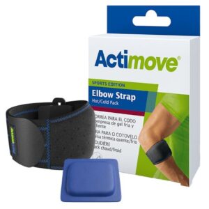 Elbow Support with Hot/Cold Pack Actimove Sports Edition One Size Fits Most Pull-On / Hook and Loop Strap Closure Strap Left or Right Forearm 11 to 15-3/4 Inch Forearm Circumference Black