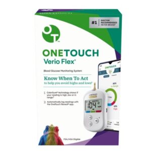 Blood Glucose Meter OneTouch Verio Flex 5 Second Results Stores up to 500 Results No Coding Required