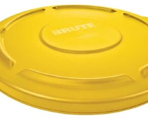 Trash Can Lid Rubbermaid Brute Round, Snap On, Yellow, 2 X 22-1/4 Inch