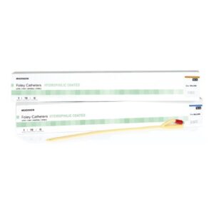 Foley Catheter McKesson 2-Way Coude Tip 30 cc Balloon 22 Fr. Hydrophilic Polymer Coated Latex
