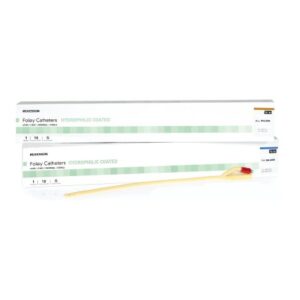 Foley Catheter McKesson 2-Way Coude Tip 5 cc Balloon 24 Fr. Hydrophilic Polymer Coated Latex