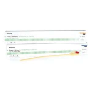 Foley Catheter McKesson 2-Way Standard Tip 5 cc Balloon 20 Fr. Hydrophilic Polymer Coated Latex