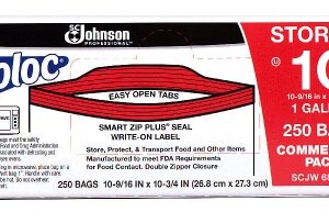 Reclosable Bag Ziploc 10-9/16 X 10-3/4 Inch Polyethylene Clear / White Block Zipper Closure