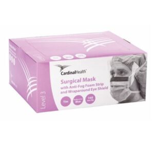 Surgical Mask Cardinal Health Anti-fog Adhesive ASTM Level 3 Tie Closure One Size Fits Most