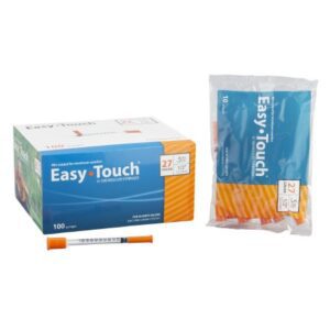 Standard Insulin Syringe with Needle EasyTouch 0.5 mL 1/2 Inch 27 Gauge NonSafety Thin Wall