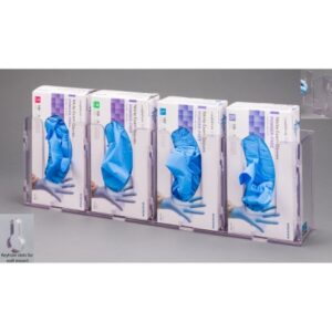 Glove Box Holder Wall Mounted 4-Box Capacity Clear 10-1/4 W X 3-3/4 D X 20 H Inch PETG Plastic