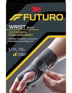 Wrist Brace Futuro Compression Stabilizing Low Profile Aluminum / Nylon / Polyester / Polyethylene / Spandex / Silicone Right Hand Black Large / X-Large
