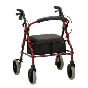 4 Wheel Rollator Zoom 20 Red Adjustable Height / Folding Aluminum Frame