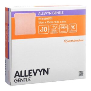 Foam Dressing Allevyn Gentle 6 X 6 Inch Without Border Film Backing Silicone Adhesive Square Sterile