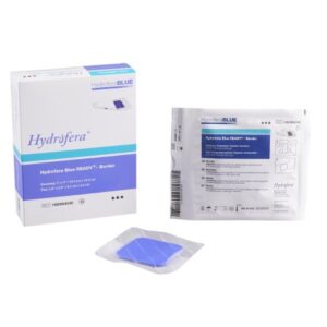 Antibacterial Foam Dressing Hydrofera BLUE READY-Border 4 X 4 Inch With Border Waterproof Film Backing Silicone Adhesive Square Sterile