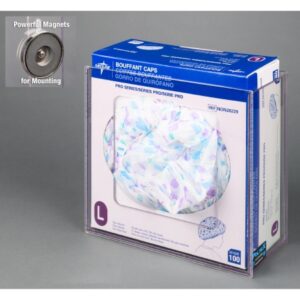 Bouffant Cap Dispenser Magnetic Mount 1-Box Capacity Clear 4.9 X 10.2 X 11-1/4 Inch PETG Plastic