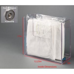 Coveralls Dispenser Magnetic Mount Clear 5 X 11 X 12-1/4 Inch PETG Plastic