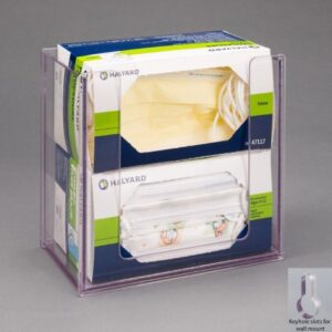 Face Mask Dispenser Wall Mount 2-Box Capacity Clear 4-1/2 X 7-1/2 X 7-3/4 Inch PETG Plastic