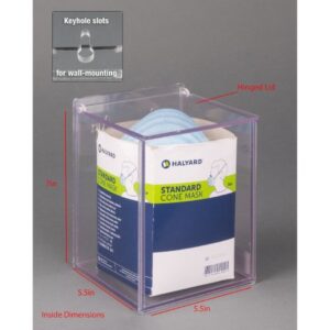 Cone Mask Dispenser Wall Mount Clear 5-1/2 X 5-1/2 X 7 Inch PETG Plastic