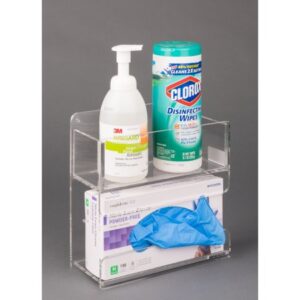 Glove and Wipe Holder Wall Mounted 10-1/4 X 10 Inch PETG Plastic