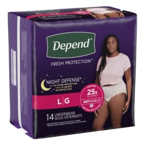 Female Adult Absorbent Underwear Depend Night Defense Waistband Style Large Disposable Heavy Absorbency