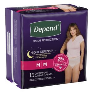 Female Adult Absorbent Underwear Depend Night Defense Waistband Style Medium Disposable Heavy Absorbency