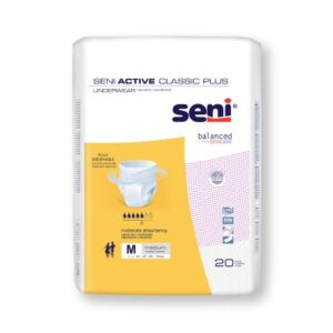 Unisex Adult Absorbent Underwear Seni Active Classic Plus Pull On with Tear Away Seams Medium Disposable Moderate Absorbency