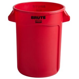 Trash Can Rubbermaid Brute 128 Quart / 32 gal. Red Resin Round