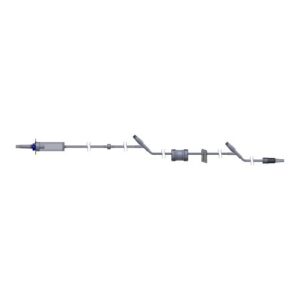 Primary IV Administration Set TrueCare Gravity 2 Ports 10 Drops / mL Drip Rate 15 Micron Filter 100 Inch Tubing Solution Flow Regulator