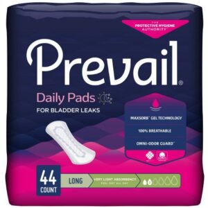 Bladder Control Pad Prevail Daily Pads 8.35 Inch Length Light Absorbency Polymer Core One Size Fits Most