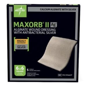 Silver Alginate Dressing Maxorb II 6 X 6 Inch Square Sterile