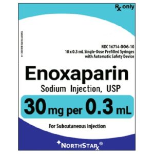 Enoxaparin Sodium, Preservative Free 30 mg / 0.3 mL Injection 0.3 mL
