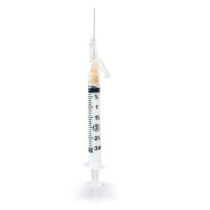 Safety Hypodermic Syringe with Needle McKesson Prevent SG 3 mL 1 Inch 25 Gauge Sliding Safety Needle Thin Wall