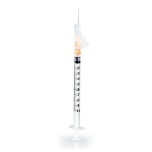 Safety Hypodermic Syringe with Needle McKesson Prevent SG 1 mL 5/8 Inch 25 Gauge Sliding Safety Needle Thin Wall